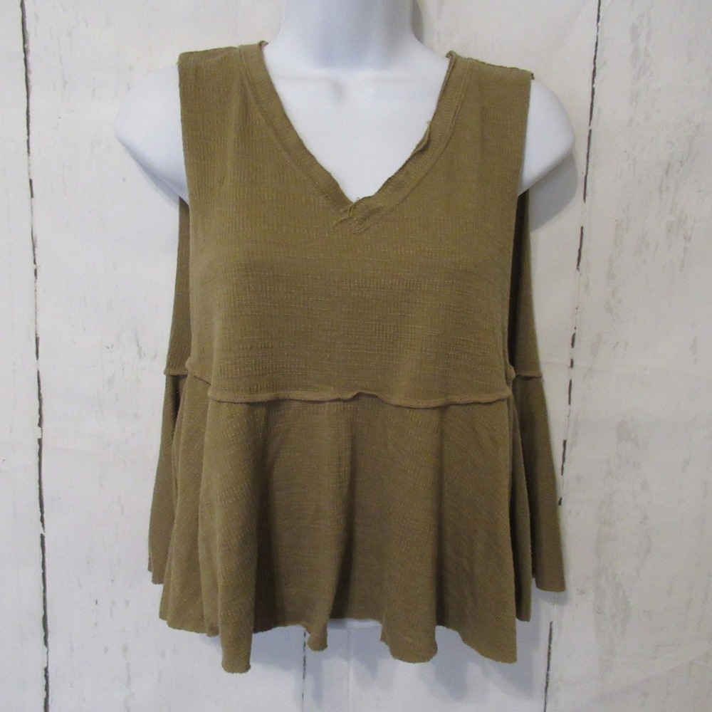 Free People Movement Top XS Olive Green Full Hearts Flowy Lounge Athleisure